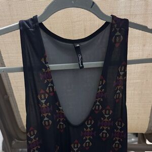 Vince Camuto Black Mesh Tank dress with Geometric Print